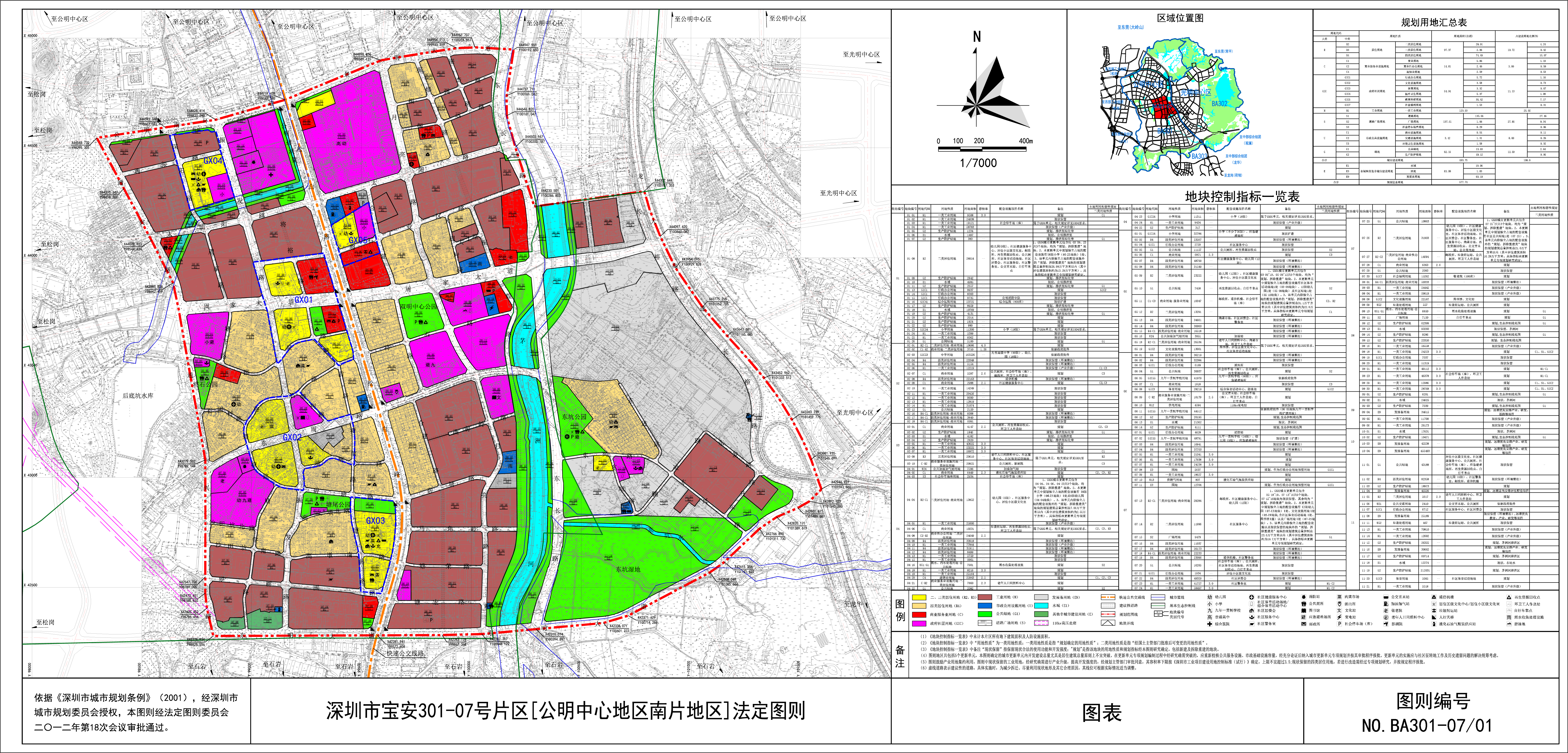 深圳市宝安ba301-07号片区[公明中心地区南片地区]法定图则